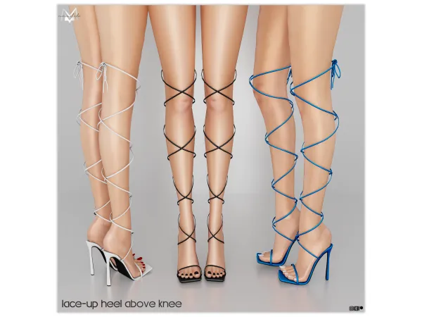 Alpha Luxury Lace Up Heel Above Knee by mermalade - The Sims 4 Custom Content