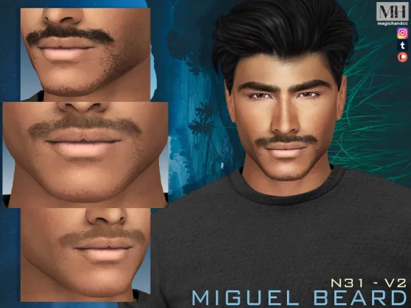 Alpha Miguel Beard N31 V2 - The Sims 4 Custom Content
