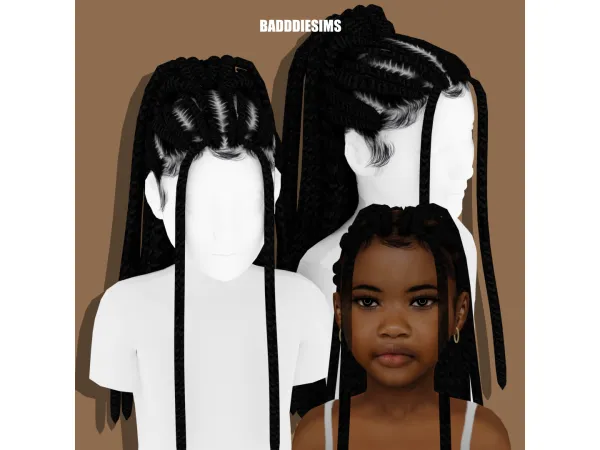 Mix IRMA HAIR CHILD VERSION by BADDDIESIMS - The Sims 4 Custom Content