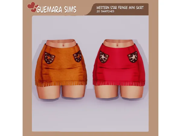 Western Star Fringe Mini Skirt (Public now!) by Guemara