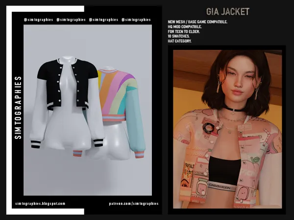 Alpha Gia Jacket - The Sims 4 Custom Content