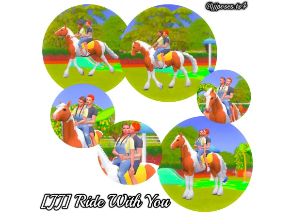 Maxis Match lovebirds riding a horse - The Sims 4 Custom Content