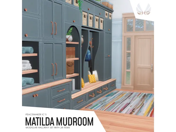 Maxis Match Matilda Mudroom A Modular Hallway Set with 28 items by Peacemaker_ic - The Sims 4 Custom Content