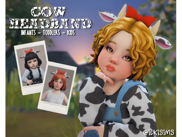 Maxis Match COW HEADBAND FOR KIDS by ILKI sims - The Sims 4 Custom Content