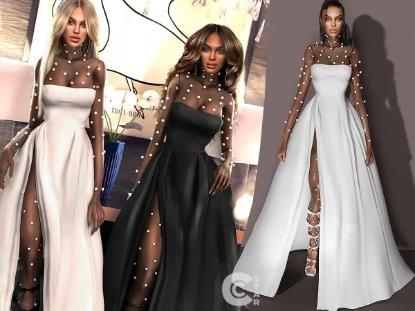 Alpha Ball Gown With Pearl Bodysuit by cool_content_star - The Sims 4 Custom Content
