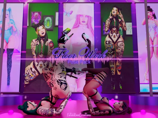 Mix The Floor Work Pose Pack - The Sims 4 Custom Content