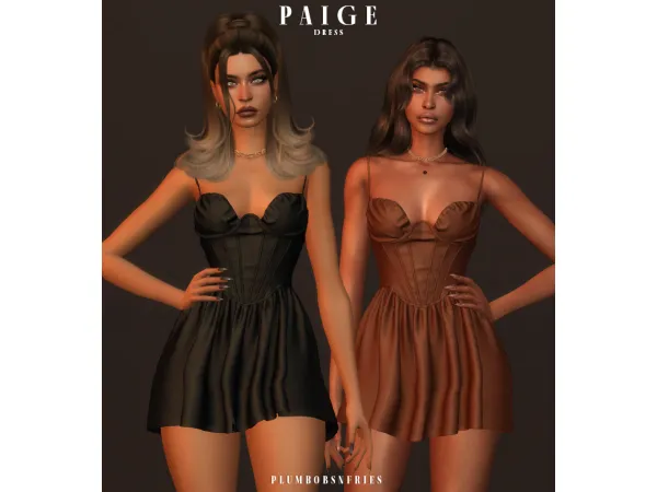 Alpha PAIGE dress by plumbobsnfries - The Sims 4 Custom Content