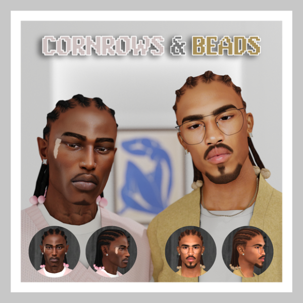 Alpha CORNROWS BEADS by simsfinds - The Sims 4 Custom Content
