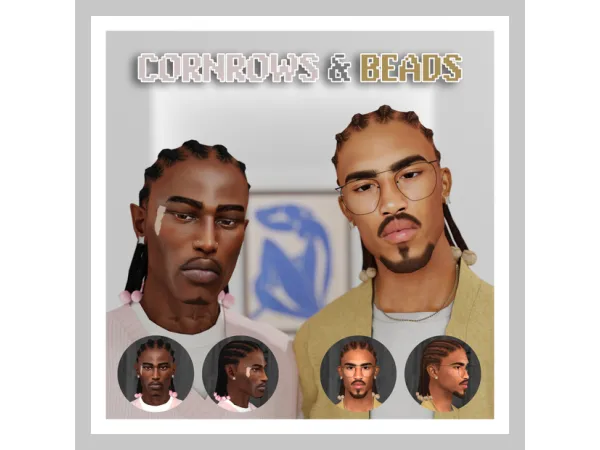 Alpha CORNROWS BEADS by khadijah551 - The Sims 4 Custom Content