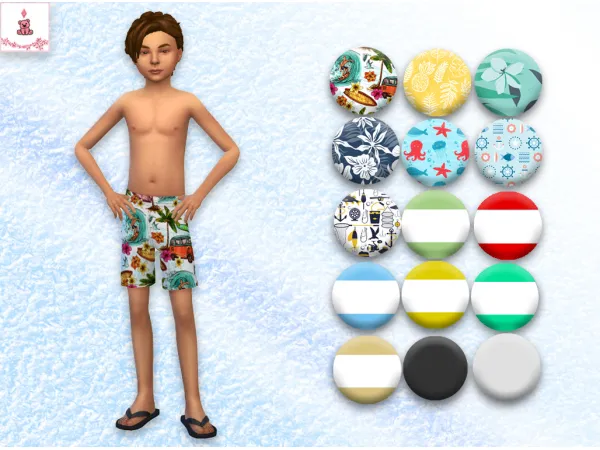 Maxis Match Swim Shorts for kids - The Sims 4 Custom Content