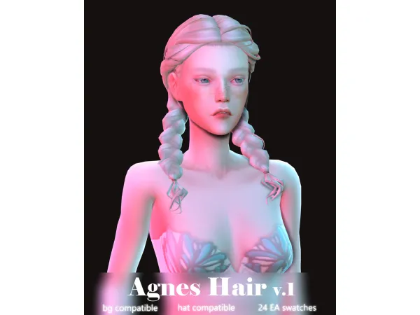 Maxis Match Agnes Hair v1 8 by Sunivaa - The Sims 4 Custom Content