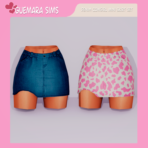 Alpha Denim Cowgirl Mini Skirt (Public now) by simsfinds - The Sims 4 Custom Content