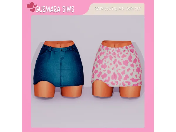 Alpha Denim Cowgirl Mini Skirt (Public now) by Guemara - The Sims 4 Custom Content