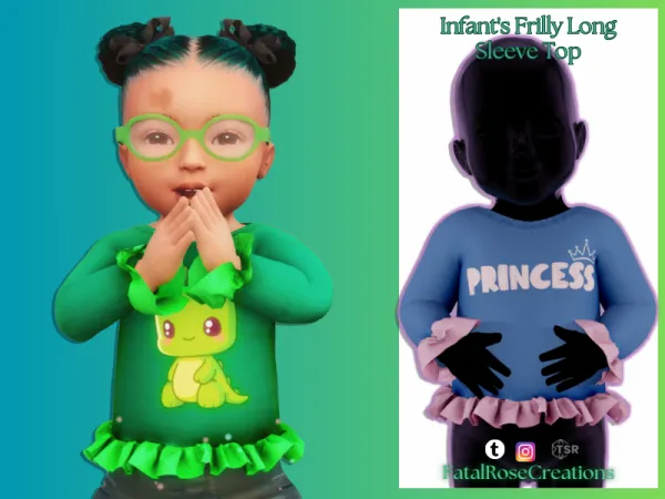Alpha Infant's Frilly Long Sleeve Top - The Sims 4 Custom Content