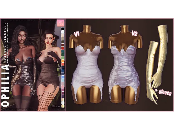 Alpha PEACH Ophilia Leather Lingerie by smsims - The Sims 4 Custom Content