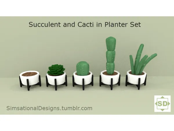 Maxis Match Succulent and Cacti in Planter Set - The Sims 4 Custom Content