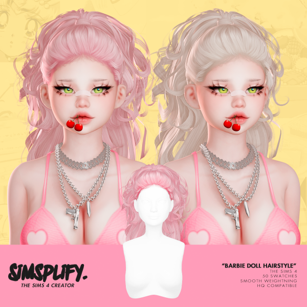 Alpha Barbie Doll Hairstyle by simsfinds - The Sims 4 Custom Content