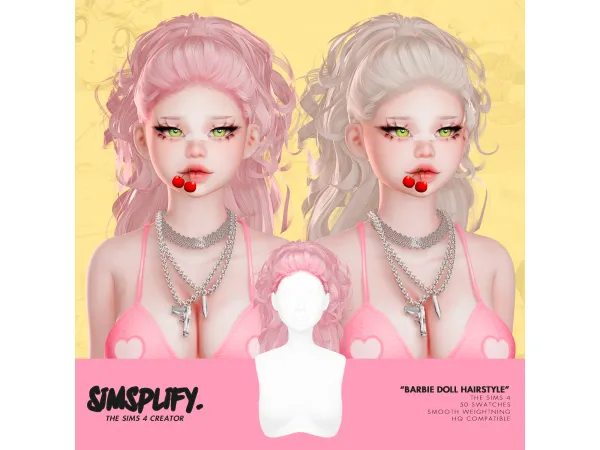 Alpha Barbie Doll Hairstyle by Simsplify - The Sims 4 Custom Content