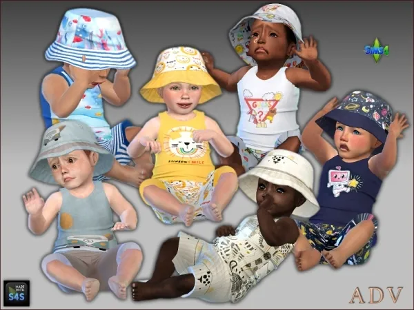 Maxis Match Summer outfits for infant boys - The Sims 4 Custom Content