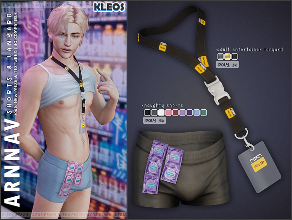 Alpha PEACH Arnnav Shorts Lanyard by smsims - The Sims 4 Custom Content