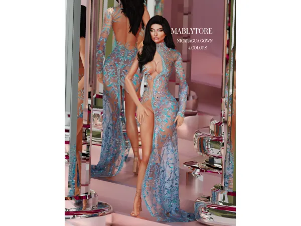 Alpha NICARAGUA GOWN by Mably Store - The Sims 4 Custom Content