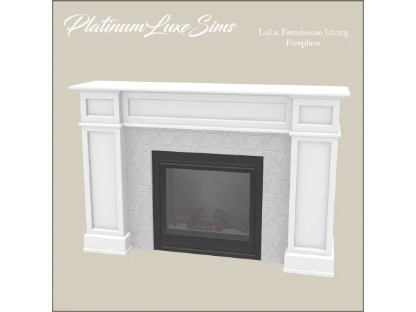 Mix LuLu Farmhouse Living Fireplace by PlatinumLuxeSims - The Sims 4 Custom Content