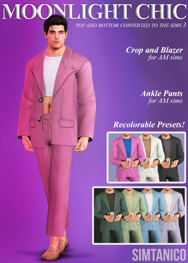 Moonlight Chic Blazer Crop and Ankle Pants converted to by simsfinds - The Sims 3 Custom Content