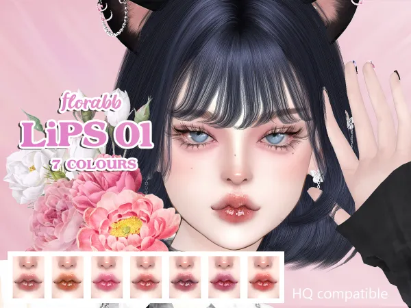 Alpha Lips01 by florabbsims - The Sims 4 Custom Content
