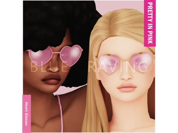 Maxis Match Blue Craving Heart Glasses - The Sims 4 Custom Content