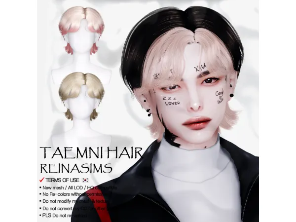 Alpha Reina 79 Taemni hair by Reina Sims4 - The Sims 4 Custom Content