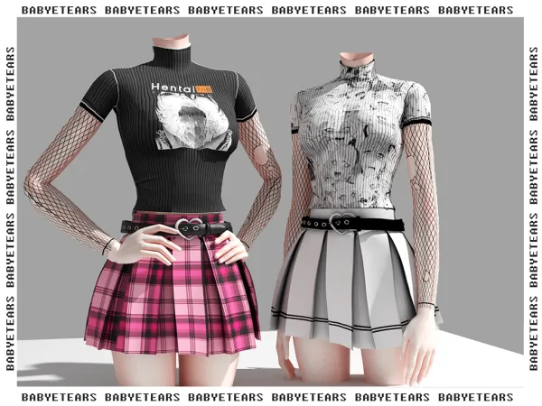 Alpha Heart skirt Turtle rockballer Set Babyetears by babyetears - The Sims 4 Custom Content