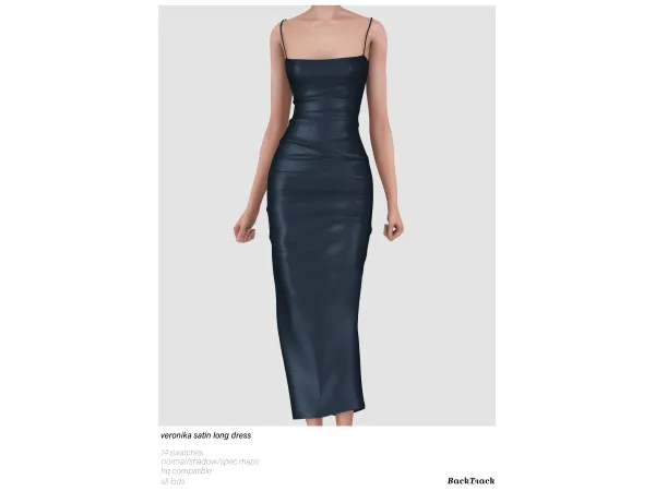 Alpha Veronika Satin Long Dress by BackTrack - The Sims 4 Custom Content