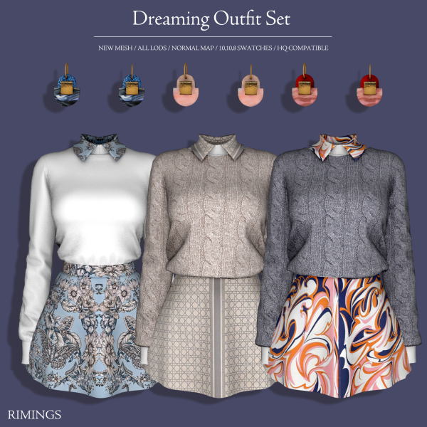 Alpha [RIMINGS] Dreaming Outfit Set by simsfinds - The Sims 4 Custom Content