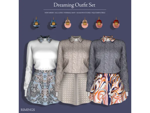 Alpha [RIMINGS] Dreaming Outfit Set by RIMINGS - The Sims 4 Custom Content