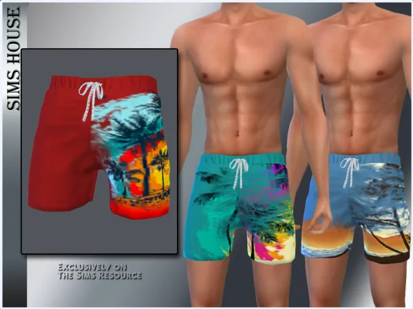 Alpha MEN'S SHORT SWIMMING SHORTS - The Sims 4 Custom Content