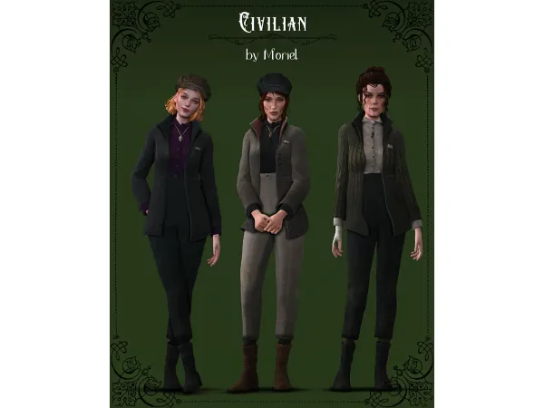 Maxis Match Civilian outfit hat Dishonored 2 - The Sims 4 Custom Content