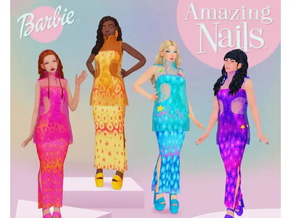Alpha Amazing Nails Collection (part of the nostalgic barbie collab) - The Sims 4 Custom Content