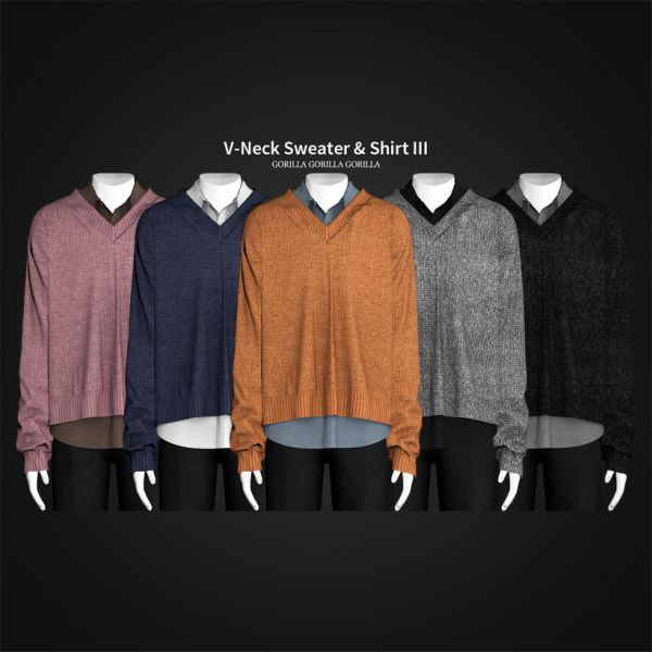 Alpha V Neck Sweater Shirt III [20220830] by simsfinds - The Sims 4 Custom Content