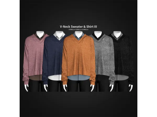 Alpha V Neck Sweater Shirt III [20220830] by Gorilla Gorilla Gorilla updated - The Sims 4 Custom Content