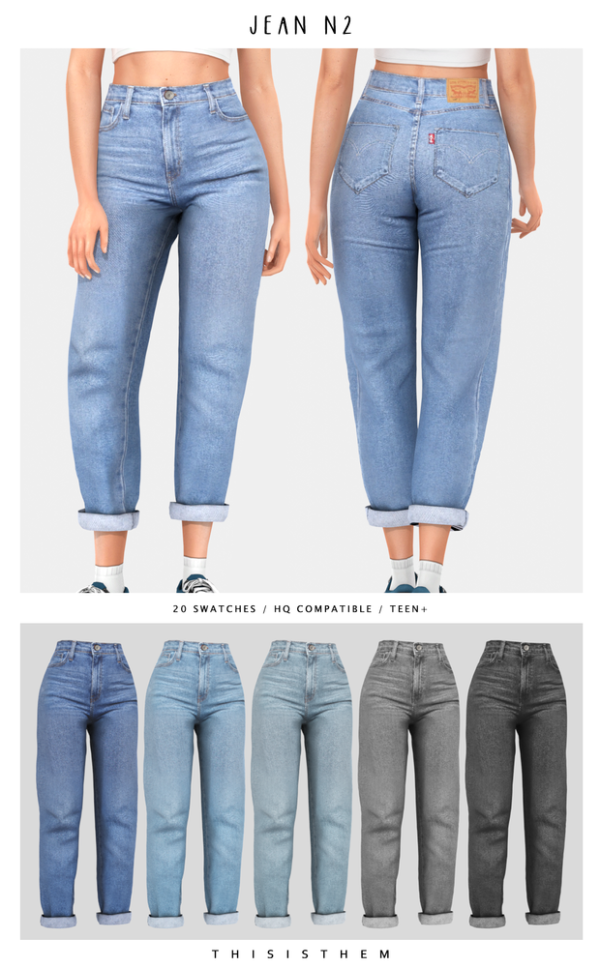Alpha Jean Slim w Belt by thisisthem - The Sims 4 Custom Content