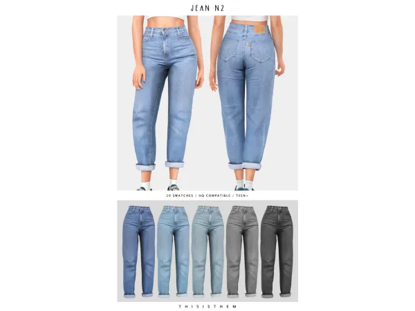 Alpha Jean Slim w Belt by ThisIsThem - The Sims 4 Custom Content