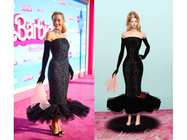 Alpha [Atelier Lena] Barbie Sparkly Black Dress Set by Atelier Lena - The Sims 4 Custom Content