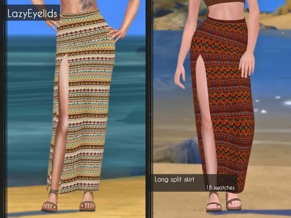 Alpha Long split skirt - The Sims 4 Custom Content