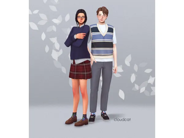 Maxis Match Studious Set by cloudcat - The Sims 4 Custom Content