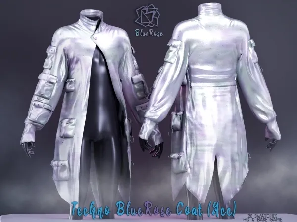 Alpha Techno Bluerose Male Coat (Acc) - The Sims 4 Custom Content