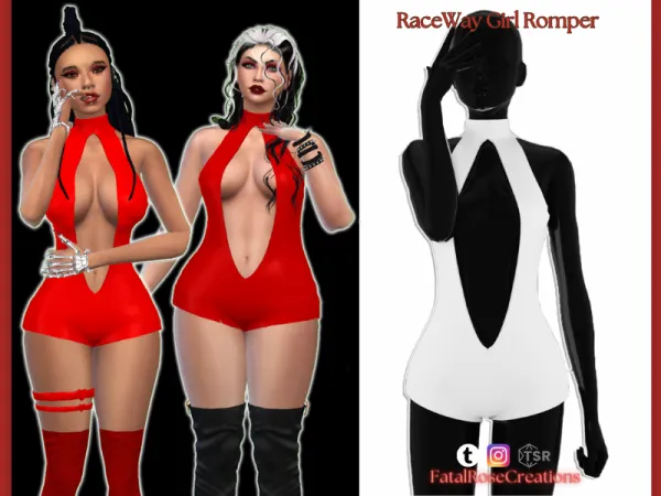 Alpha RaceWay Girl Romper by Fatal Rose Creations - The Sims 4 Custom Content