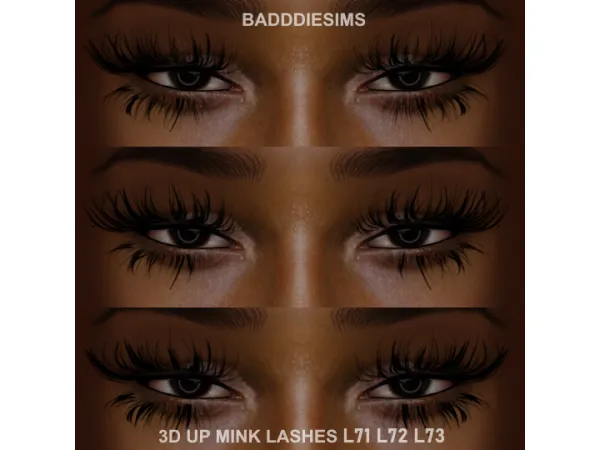3D MINK LASHES L71 L72 L73 by BADDDIESIMS