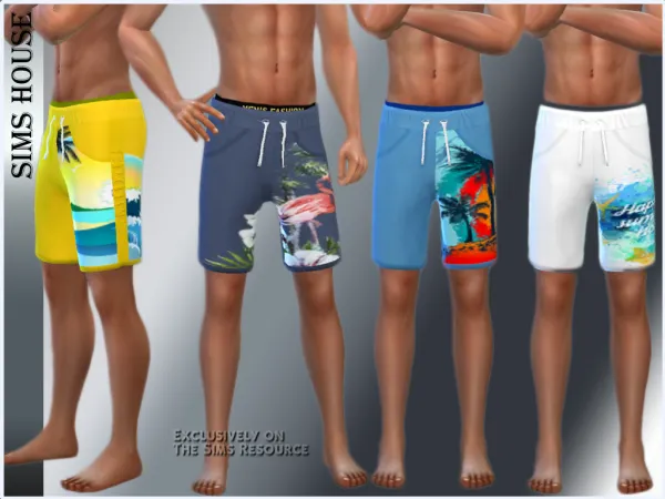 Alpha MEN'S SUMMER PRINT SHORTS - The Sims 4 Custom Content