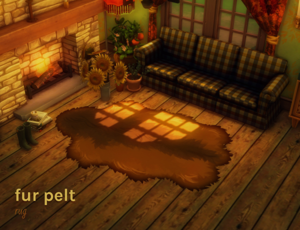 Maxis Match fur pelt rug by simsfinds - The Sims 4 Custom Content