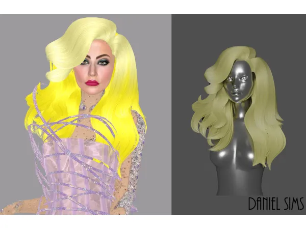 Alpha Lady Gaga Grammy 2010 hair - The Sims 4 Custom Content